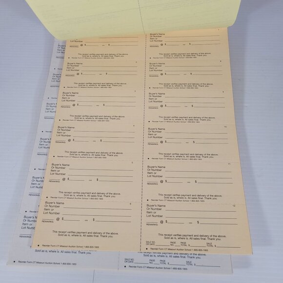 Bundle 10 sheets Auction Clerking Tickets Receipts Auctioneer Missouri School - Picture 6 of 6